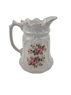 Old Foley James Kent Pitcher Harmony Rose Staffordshire Vintage Ceramic Floral